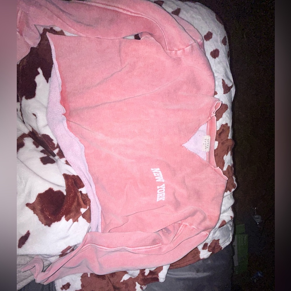 Pink long sleeve New York crop top